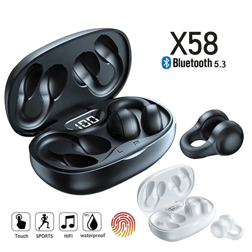 TWS X58 Wireless Bone Conduction Headphones Bluetooth Earphones Waterproof Sports Earbuds Earring Ear Hook With Mic Headset Oasis Select