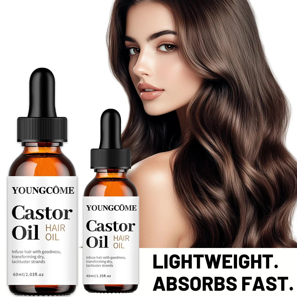 YOUNGCOME Castor Hair Oil Moisturizing Serum For Dry Damaged Hair Frizz Control Split Ends Care Shine Boosting Treatment Oasis Select 60ml