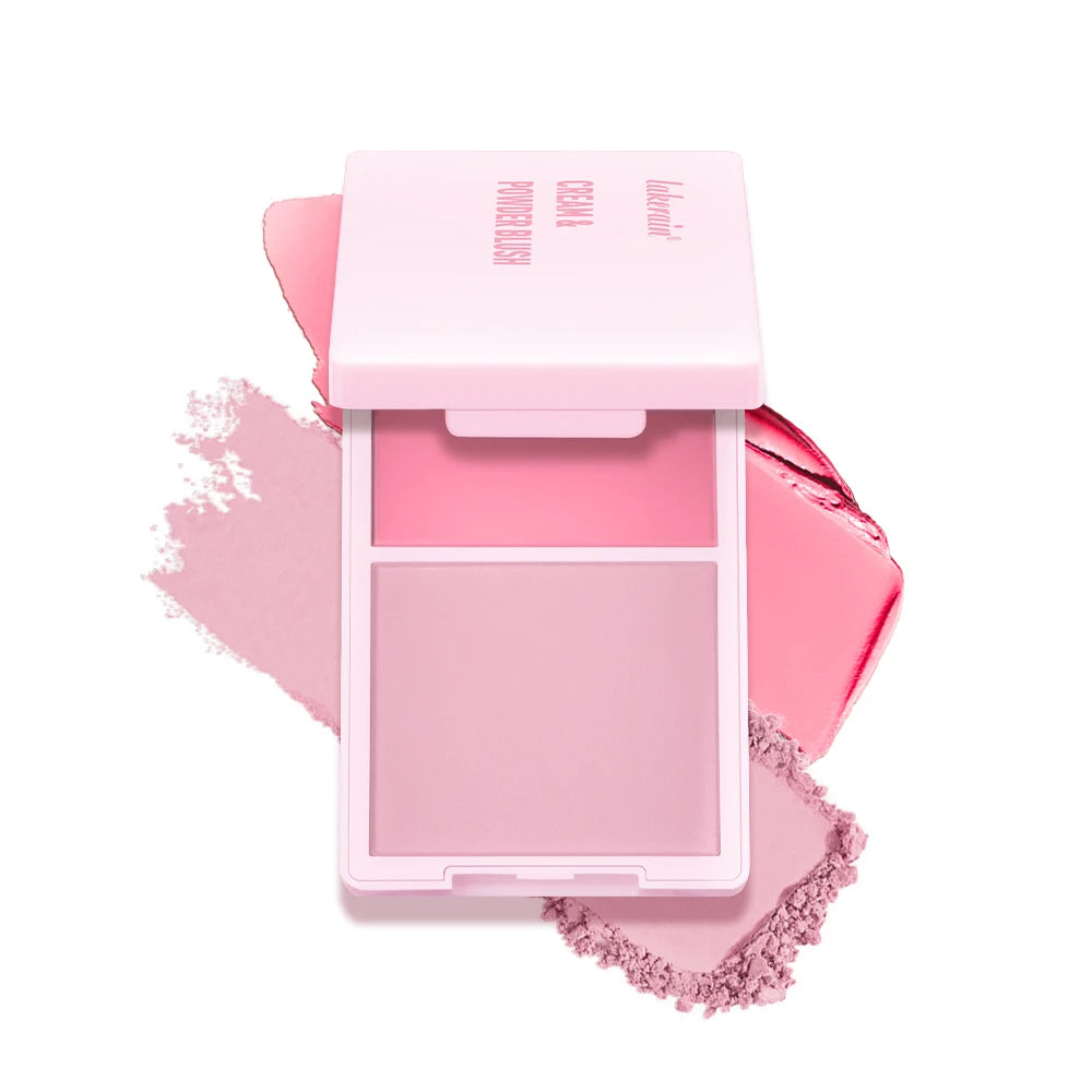 Creme & Powder Blush Duo Long Wearing Matte & Dewy Finish High Pigment Pink Candy Peach Blush Palette Vibrant Orange Red Blush Oasis Select 2