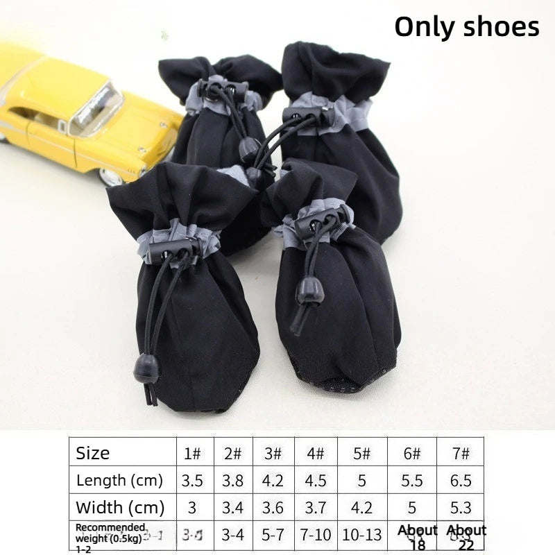 4pcs Pet Dog Rain Boots Water-Resistant Shoes for Small Dogs Anti-Slip Paw Protector Outdoor Puppy Booties Keep Paws Dry & Clean Oasis Select black 2