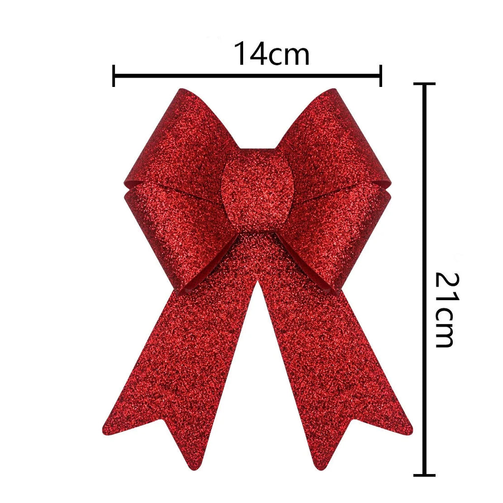 Christmas Bow Red Gold Xmas Tree Large Bowknot For Home Decoration Wedding Navidad New Year Party DIY Hanging Decor Oasis Select Red-14x21cm