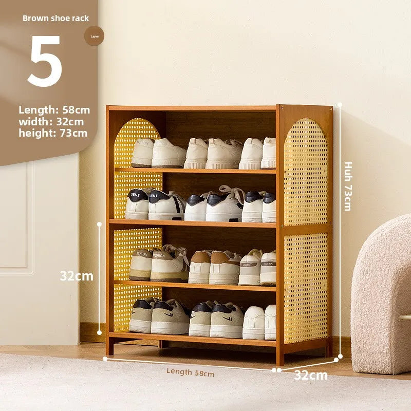 Simple shoe cabinet home door multi-layer baffle shoe rack corridor entrance economical home storage simple shoe cabinet Oasis Select Brown 5-48