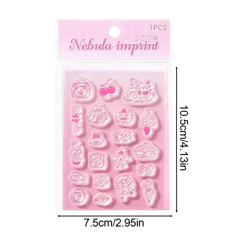 Clear Stamps Journaling Stamps Silicone Cute Clear Decor Acrylic Handle Reading Journal Supplies for Books Making Notebook Oasis Select Pinks