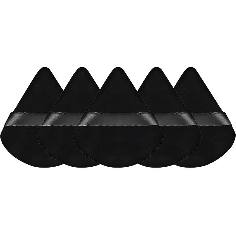 1/3/5/7/9pcs Velvet Cosmetic Powder Pufff Makeup Sponge Puff Dry Use Triangle Makeup Puff Women Soft Smooth Face Makeup Tools Oasis Select 5pcs black