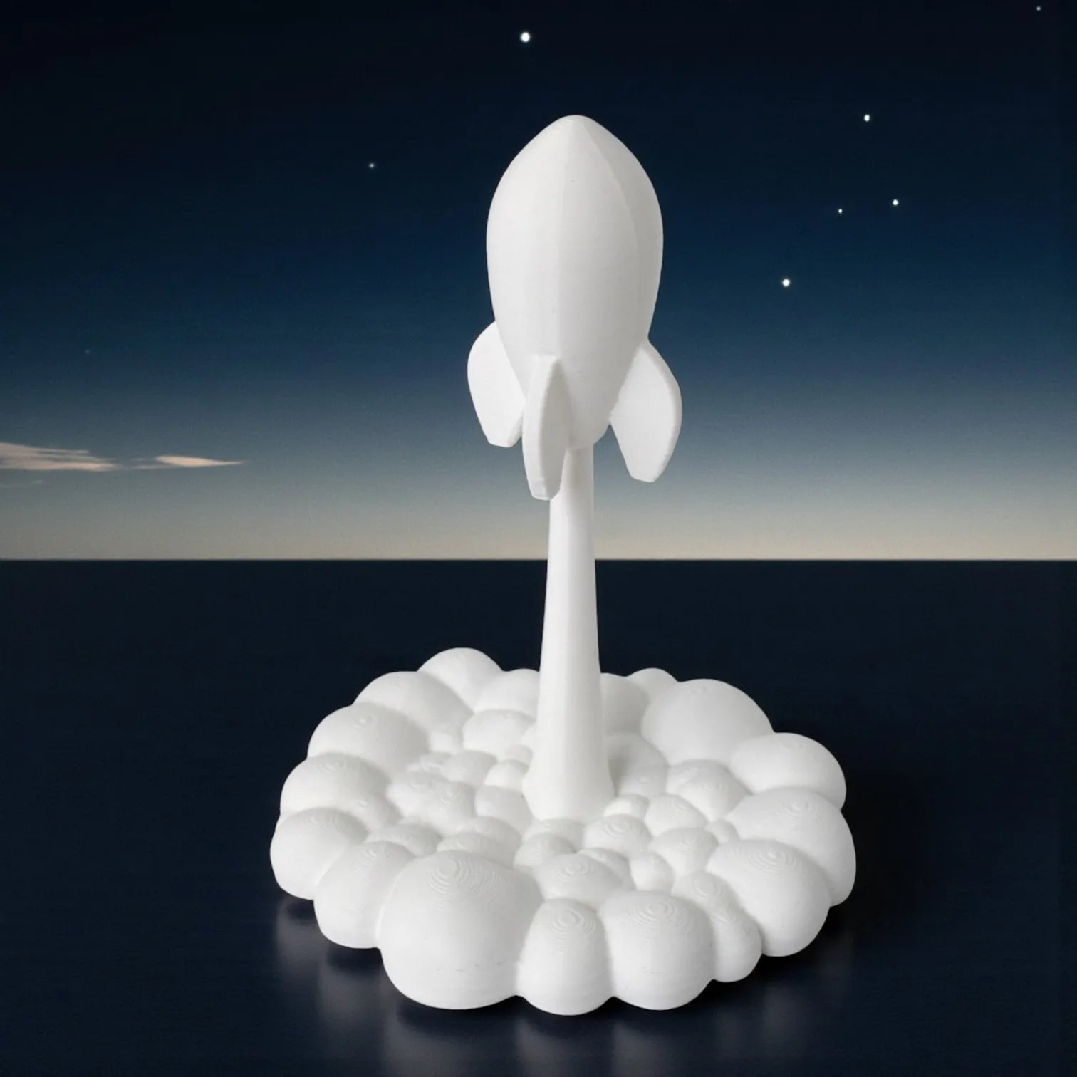 Rotatable Rocket Launch Figurine Modern Theme Statue Whimsical Rocket with Cloud Base Ornaments for Home Office Desk Decor Gifts Oasis Select