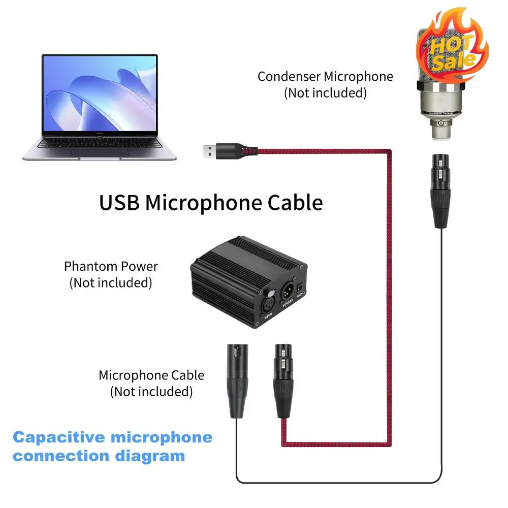 USB Male To XLR Female Mic Link Converter Cable USB To XLR Adapter Studio Audio Cable for Microphones Or Recording Karaoke Sing Oasis Select