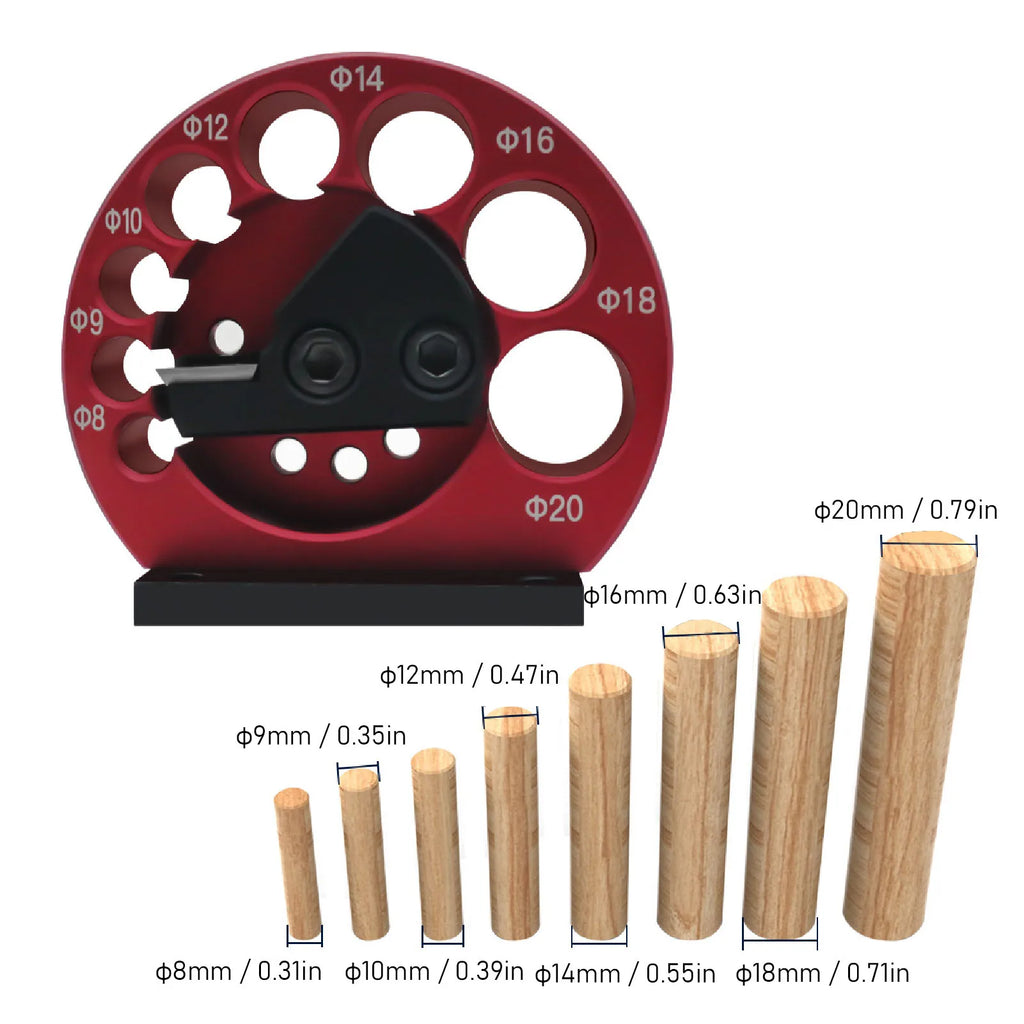 Dowel Cutter Easy To Operate Aluminum Alloy Body Dowel Maker 8 To 20mm High Accuracy Cemented Carbide Blade for Woodworking Oasis Select