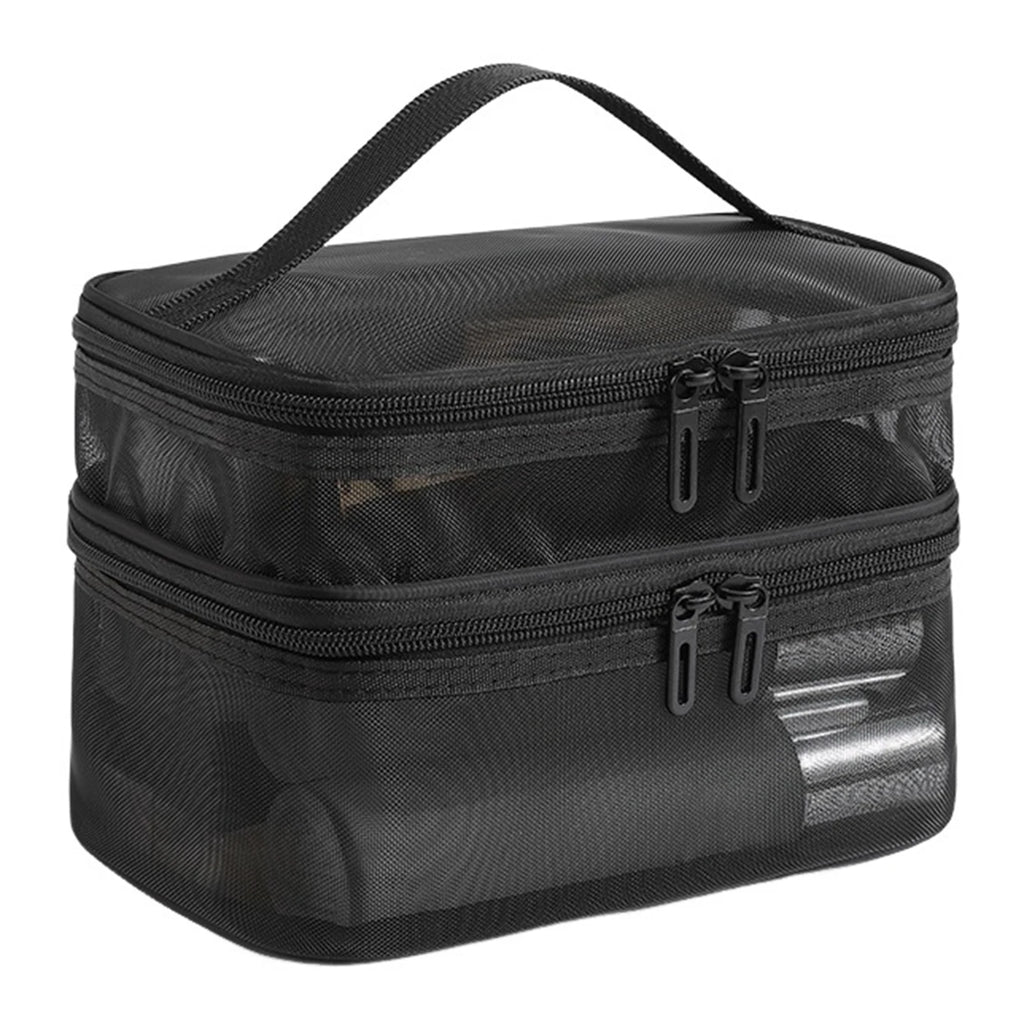 Double Layer Mesh Cosmetic Bag – Large Travel Makeup Organiser