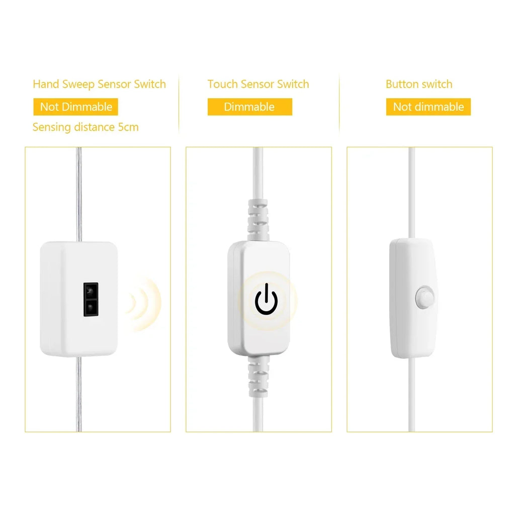 1-8pcs USB 5V COB LED Strip Light With Hand Sweep Sensor/Touch Dimmer/Key Switch LED Tape DIY Bedroom Kitchen Cabinet Backlight Oasis Select