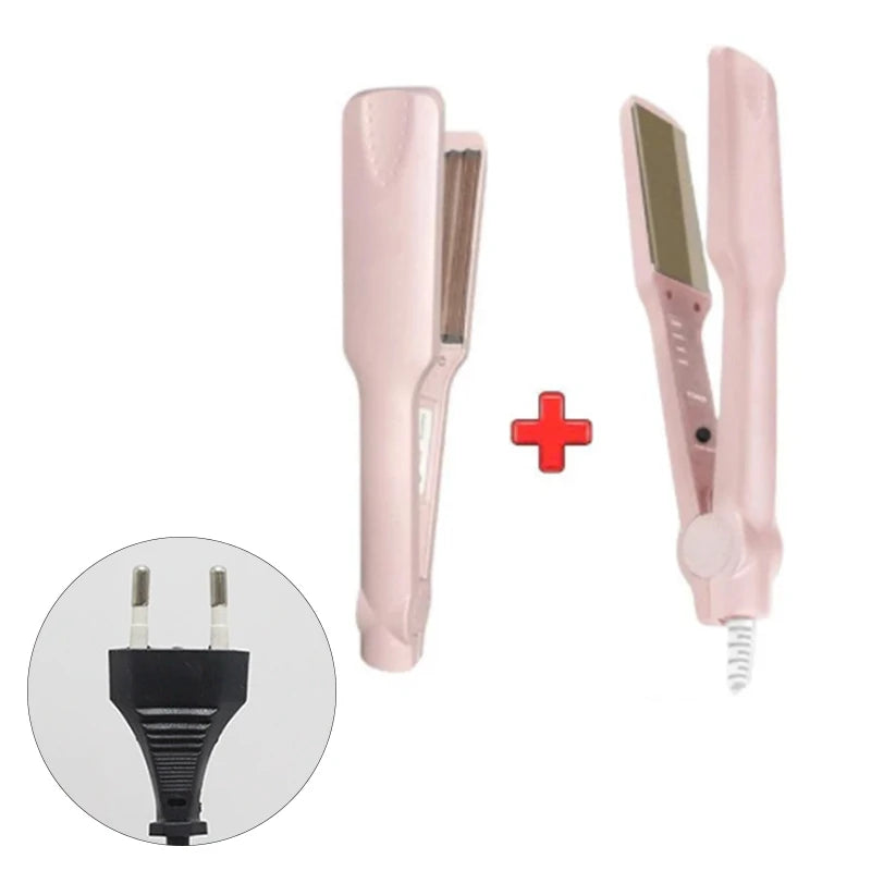 SU Hair Straightening Irons Dual Use Fast Warm-up Thermal Professional Ceramic Heating Plate For Straightening Curling Air Bangs Oasis Select Pink 3