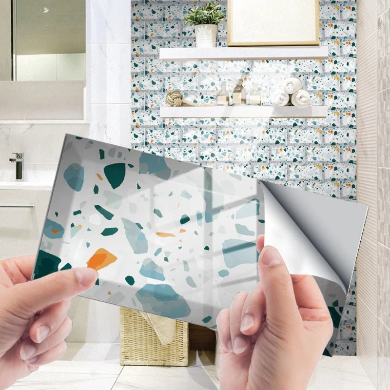 Wall Stickers Home Renovation Crystal Tiles Self-adhesive Flooring Kitchen Oil Resistant Decorative Tiles Material PVC Oasis Select KIT059 10x20cm-24 pieces