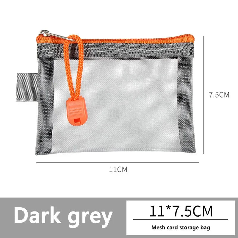 1/2pcs Storage Bags Mesh Cosmetic Bag Wallet Nylon Small Coin Purse Mini Zipper Pouch Mesh Storage Bags ID Credit Card Holder Oasis Select Dark grey