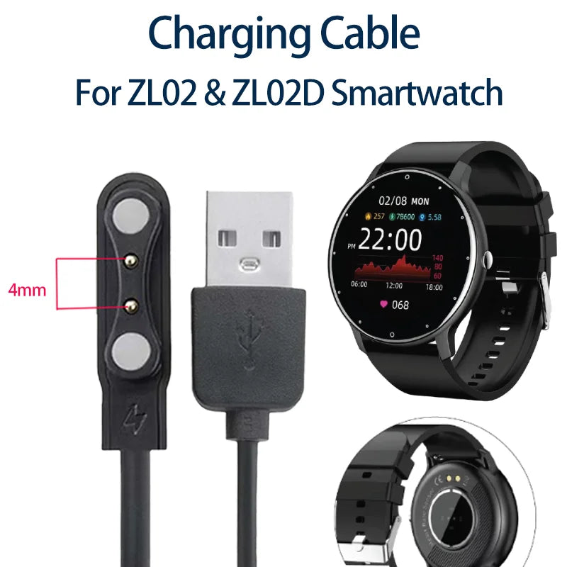 2-Pin USB Charging Cable for ZL02 & ZL02D Smartwatch 60cm Smartwatch Charger Cable Oasis Select