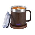 Self-Heating Coffee Mug Smart USB Warmer with 55°C (131°F) Thermostat Double Layer Food Grade Cup Warmer for Office/Home/Gifts Oasis Select Wood grain color