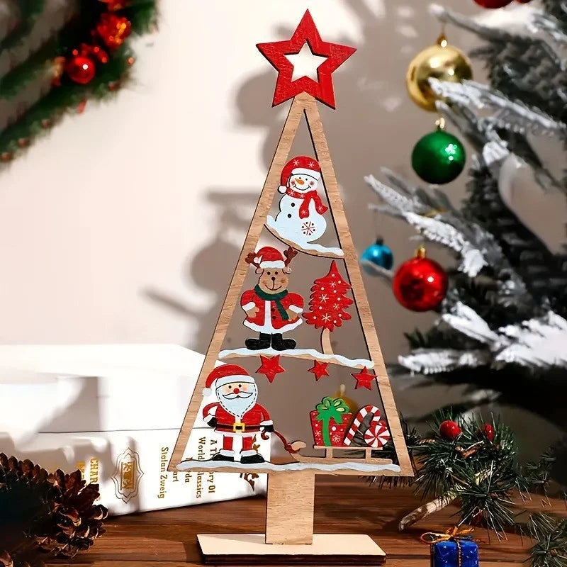 Wooden Christmas Tree Desktop Ornament | Holiday Decor Gift