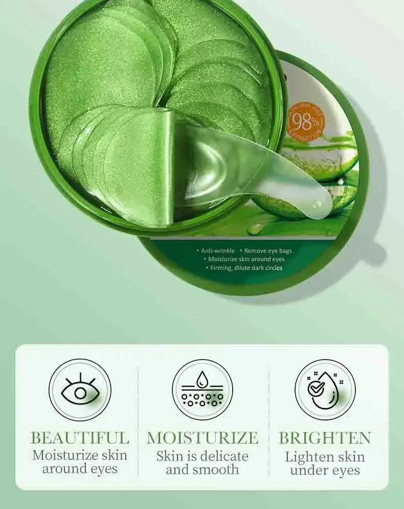 60pcs Aloe Vera Collagen Eye Mask Anti Dark Circles Eyes Bags Moisturizing Anti-Wrinkles Eye Patches Eyes Skin Care Products Oasis Select