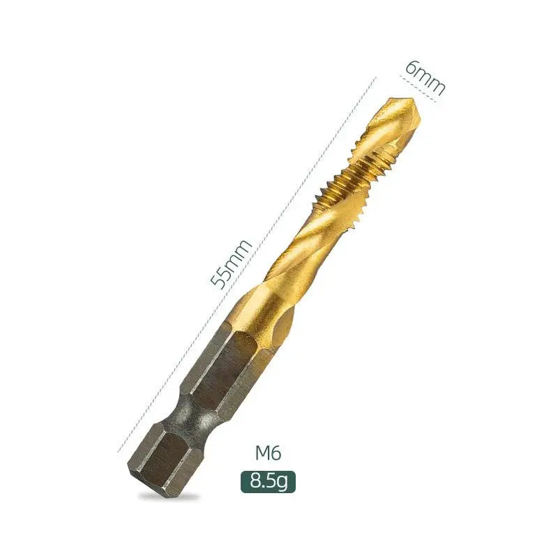 M3 M4 M5 M6 M8 M10 Hand Tools Hex Shank Titanium Plated HSS Screw Thread Metric Tap Drill Bits Screw Machine Compound Tap Oasis Select A4