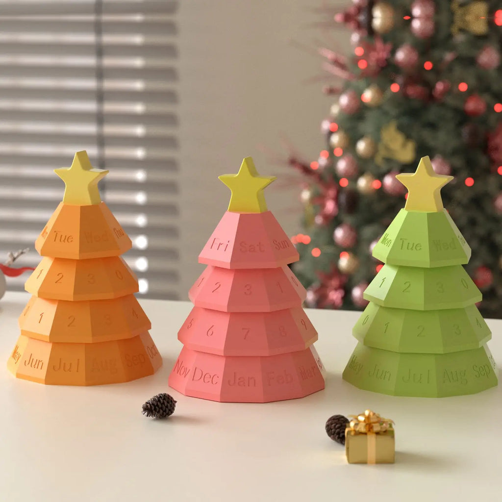 Perpetual Calendar Resin Mold Christmas Tree Storage Box Silicone Mold DIY Aromatherapy Plaster Desk Calendar Ornament Mold Oasis Select