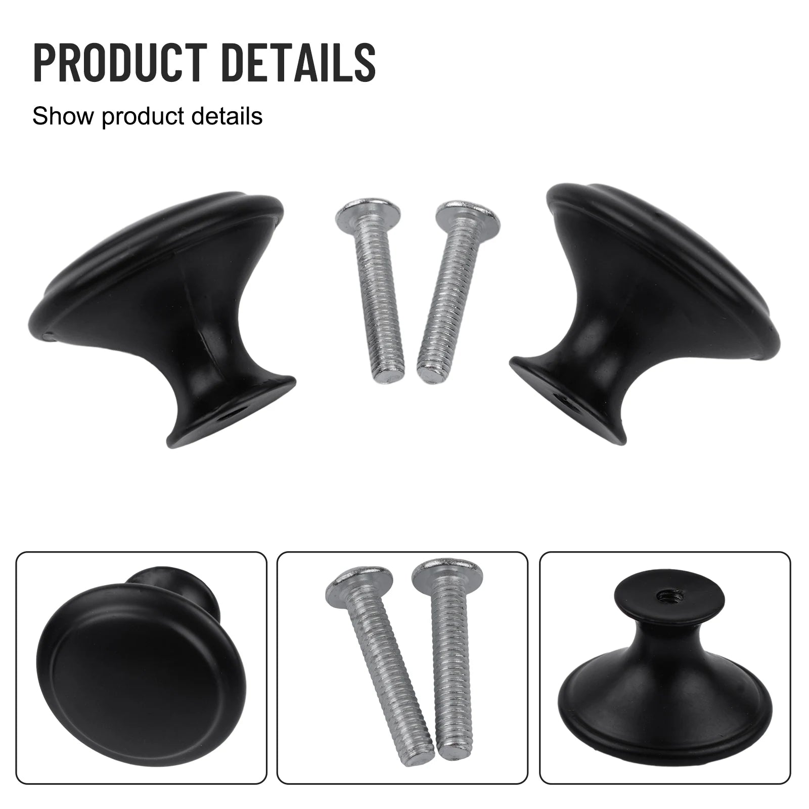20Pcs Metal Black Single Grain Small Handle Cabinet Door Handle For Shower Room Toilet Cabinet Kitchen Hot Sale Oasis Select