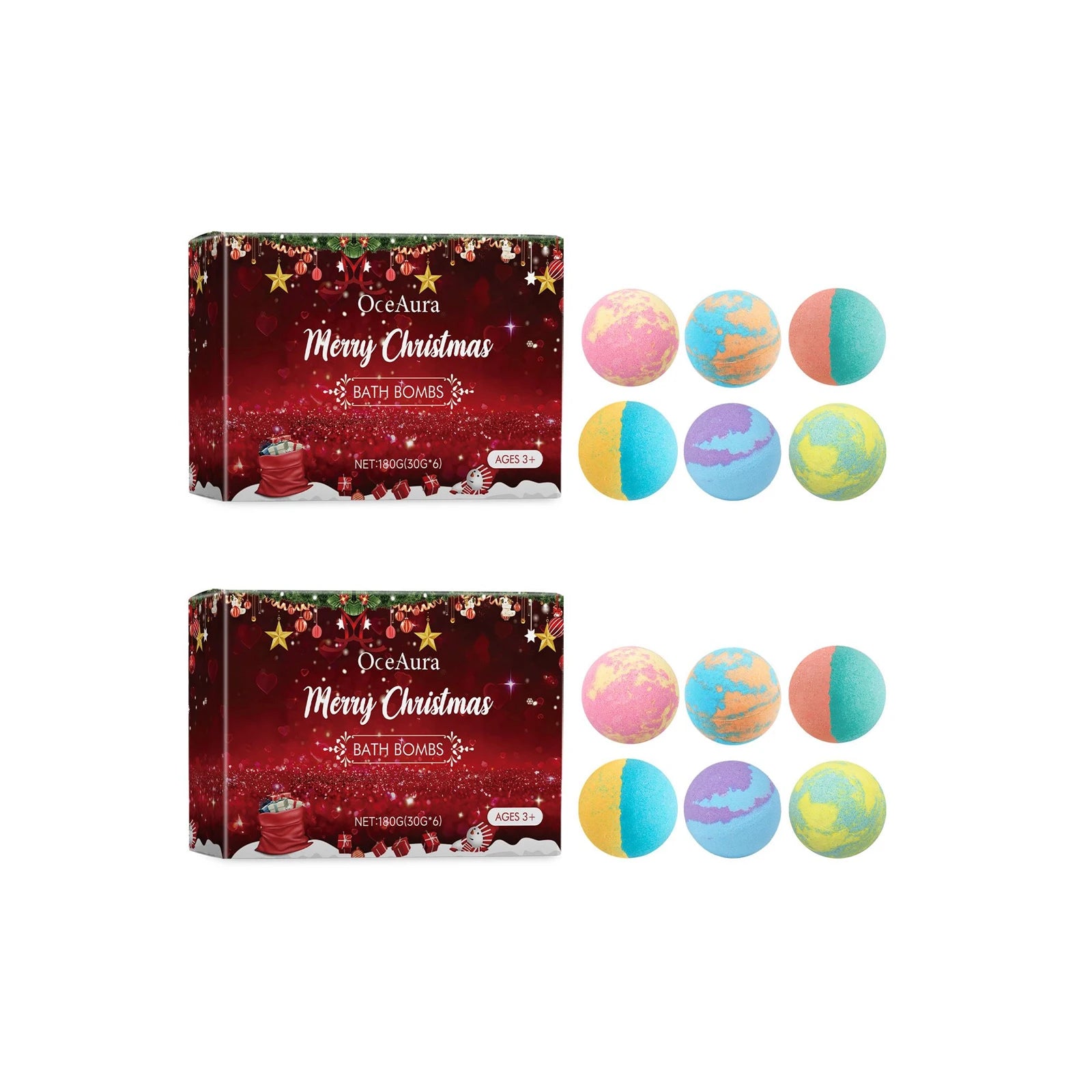 OceAura Christmas Bath Bombs Gift Set – Kids & Adults Bath Bombs Gift Set Oasis Select 12pcs boxed