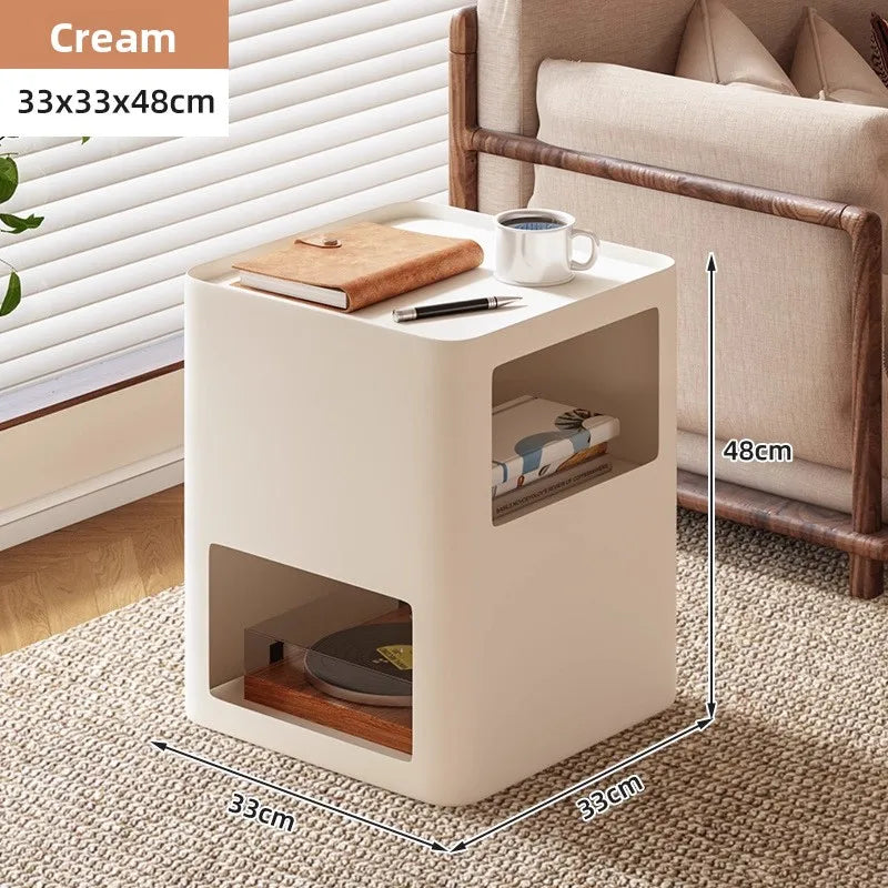 Wrought iron side table removable living room sofa coffee table small table bedroom bedside bedside table sturdy and durable Oasis Select Cream White 33-48-wl