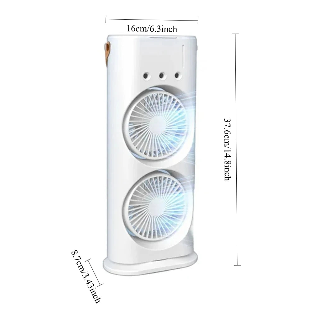 URGGU Dual-Head Desktop Ice Fog Mist Fan – Oscillating Cooler