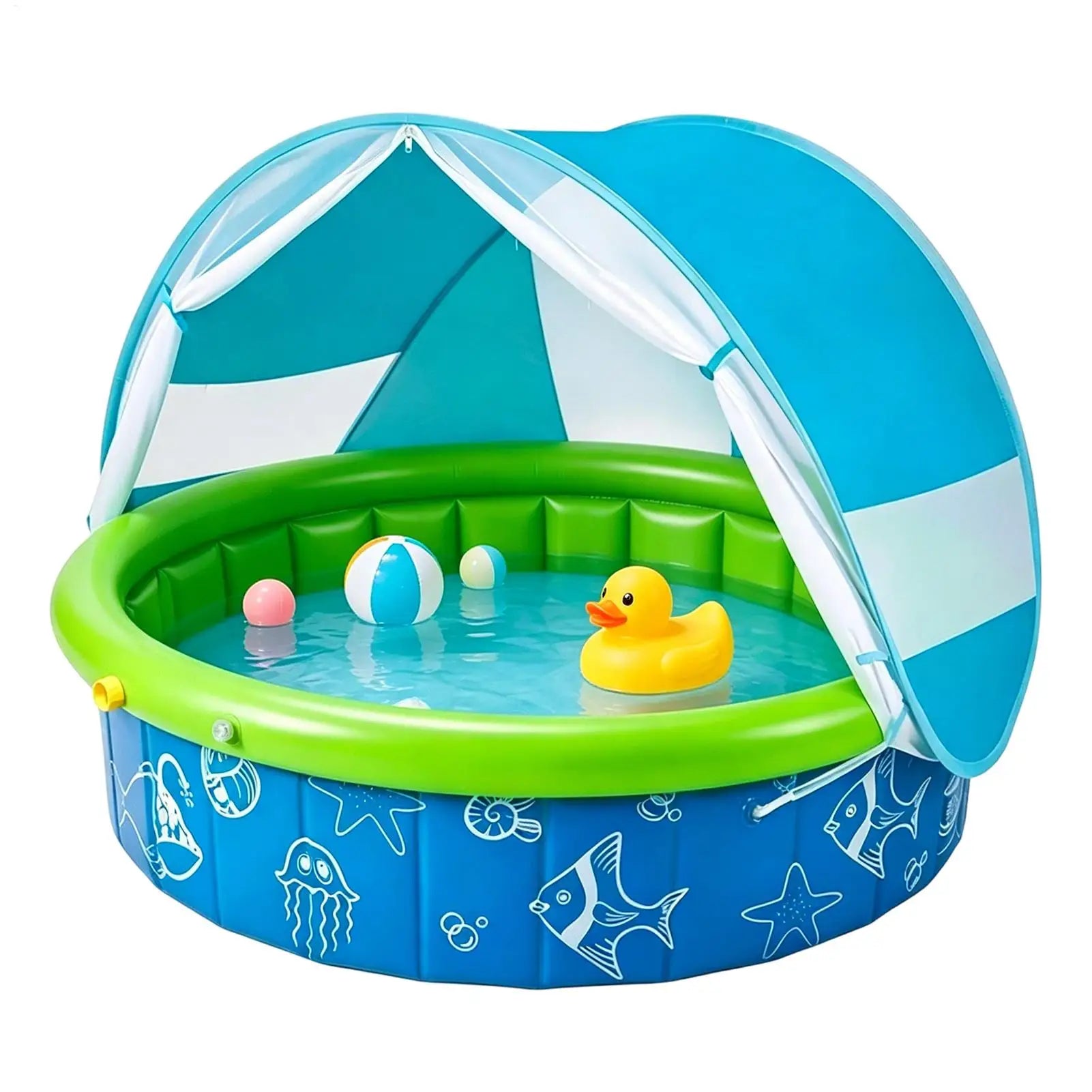 Outdoor Kids Pool Sun Protection Spacious Foldable Kids Swim Pool With Canopy for Summer Boys Preschoolers Children Students Oasis Select