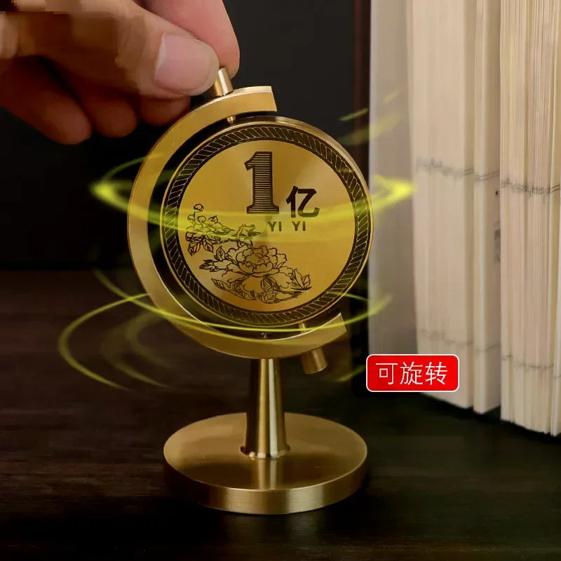 Brass 100 Million Small Target Spinning Desktop Light Stress Relief Office Living Room Decorative Craft Ornament Luxury Design Oasis Select