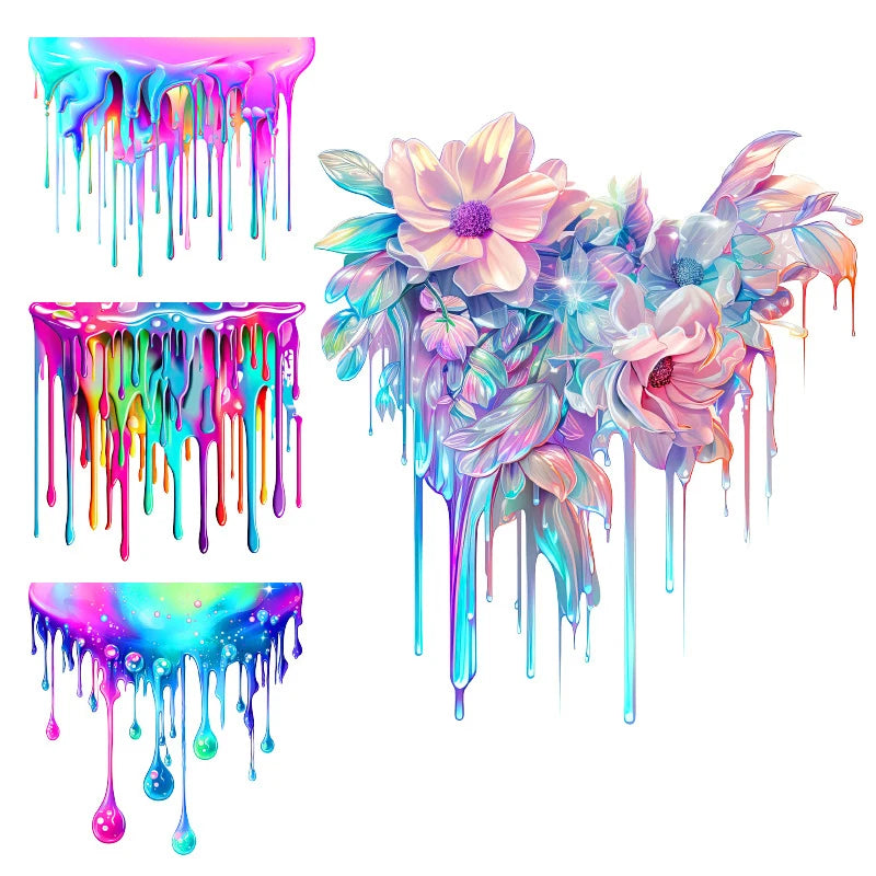 Reflective Vinyl Car Decal Featuring Dopamine Coloured Fluid Paint; Suitable for Bumpers or Side Body Oasis Select