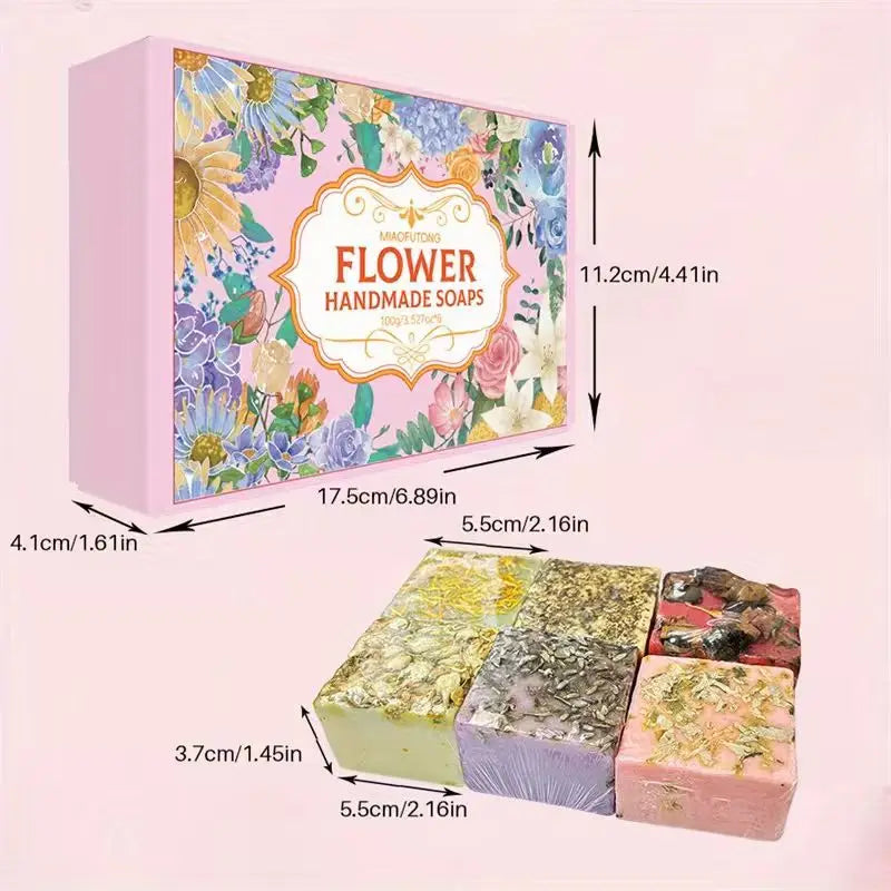 6pcs Creative Roses, Jasmine, Lavender Essential Oil, Soap and Soap Gift Box, Moisturizing Bath Soap, Suitable for Friends Oasis Select