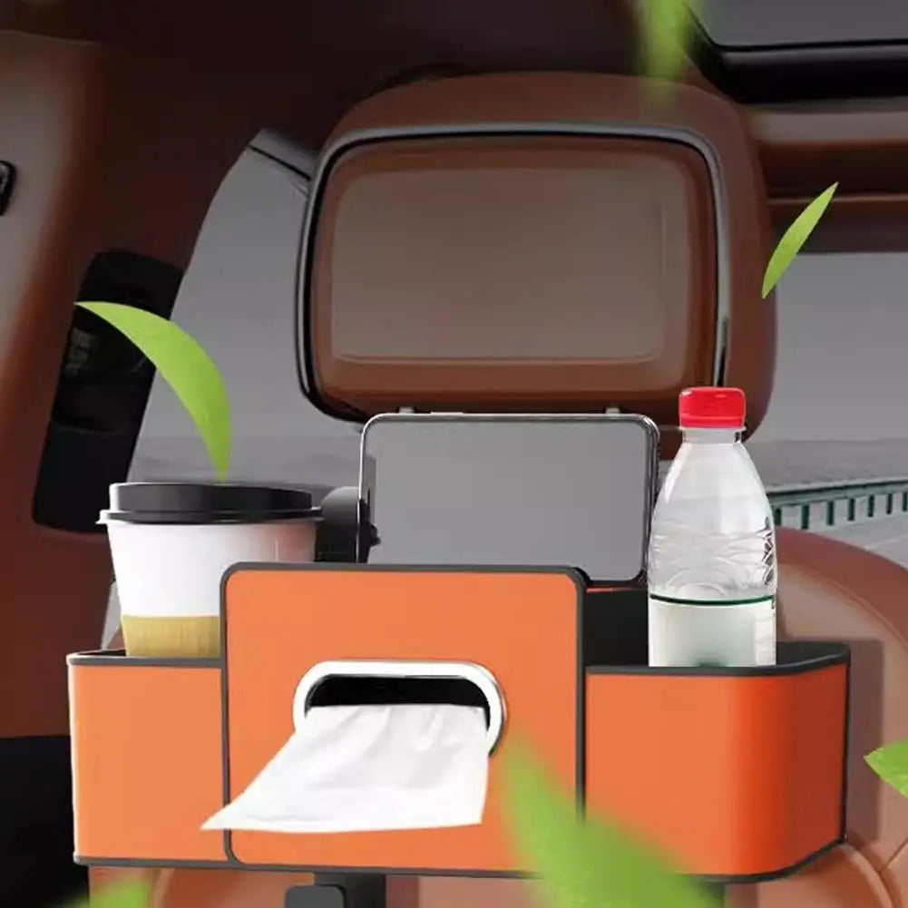 Car Backseat Organizer Storage Box With Cup Holder Tissue Box & Phone Stand 4-in-1 Hanging Seat Hook Car Accessories Oasis Select