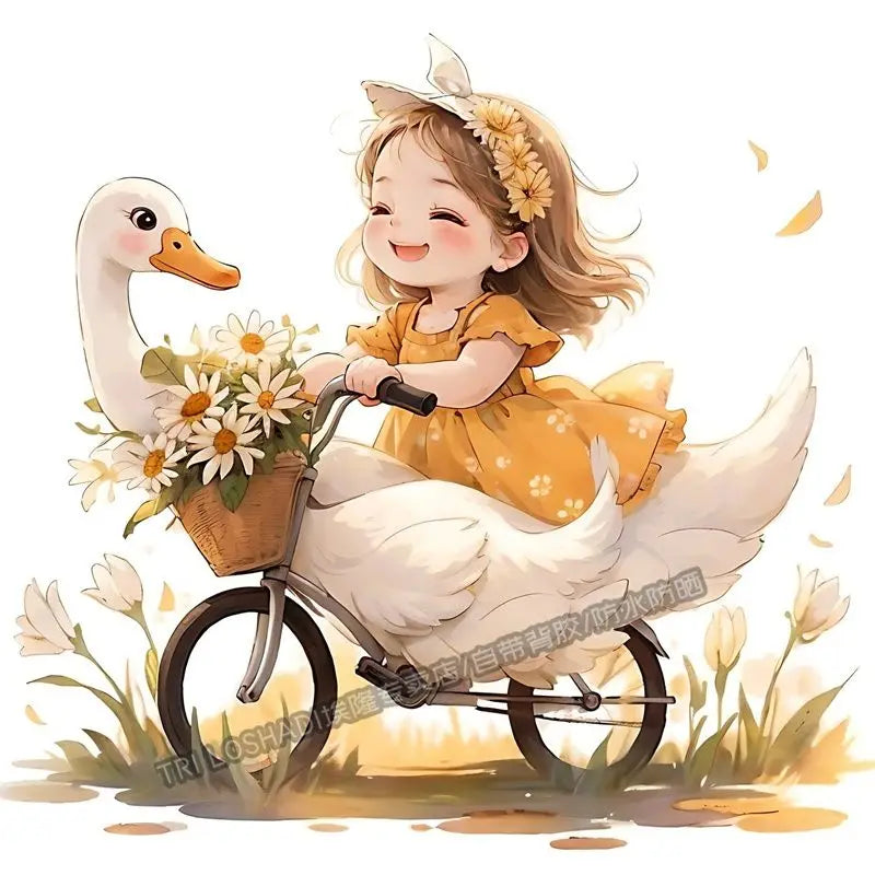 Today Also Try To Be Happy Duck Positive Girl Stickers Paper Wall Doors and Windows Decoration Refrigerator Car Cute Decals Oasis Select SS9011 50cm