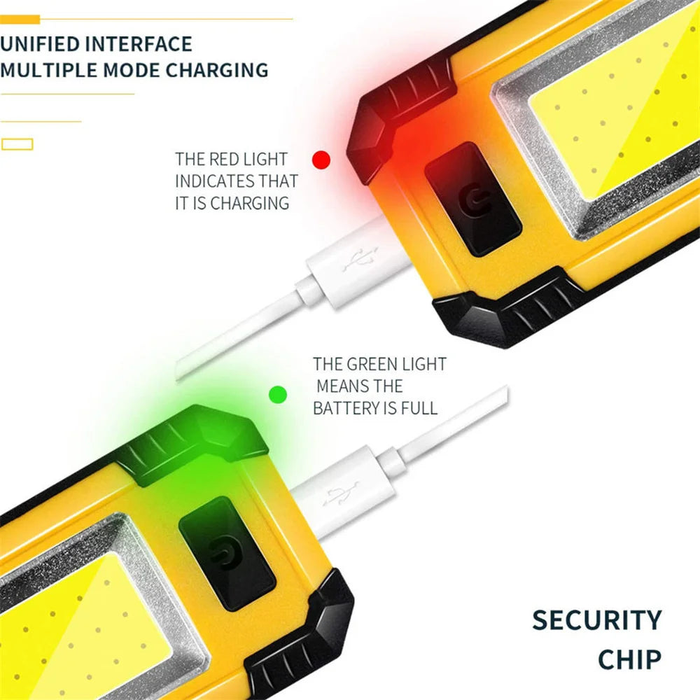 4000mah Led Work Light Rechargeable Super Bright COB Flashlight With Magnetic Portable Outdoor Camping Lantern Emergency Lamp Oasis Select