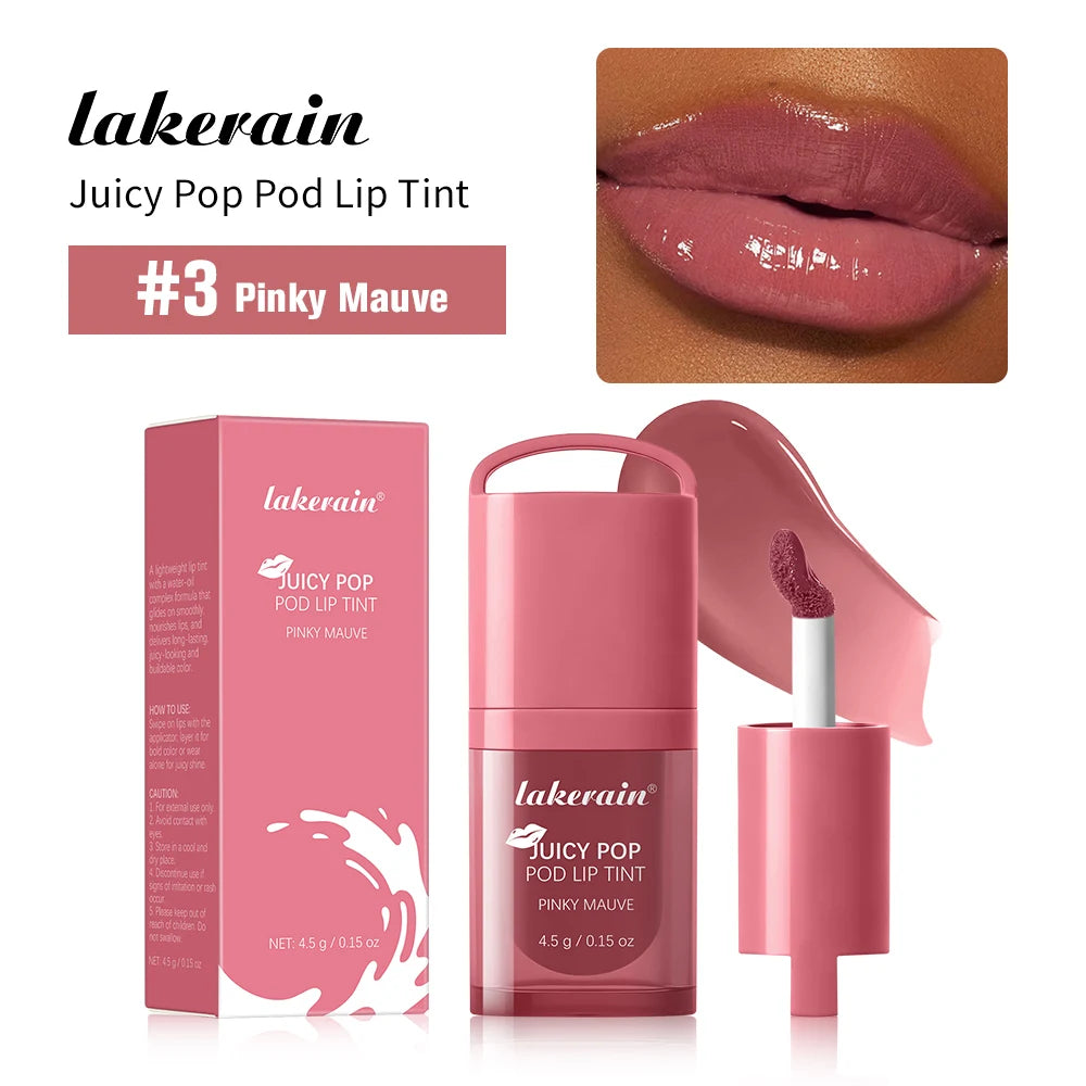 Juicy Box Shape Lip Tint Gloss Moisturizing Lightweight & Non-Sticky Lip Staion Long-Lasting High Shine Finish Lips Makeup Oasis Select Pinky Mauve