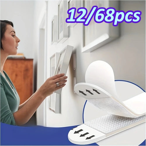 12/68pcs Heavy Duty No Damage Picture Hanging Strips,Removable Adhesive Hook for Wall,Tool-Free No Nails,Renters Home Decoration Oasis Select