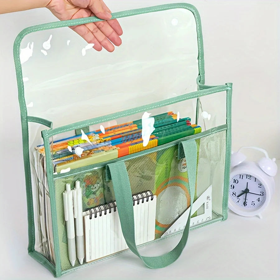 Large Capacity Waterproof Handheld Study Bag Elementary School Subject Test Paper Storage Bag Transparent Exam Bag PVC Material Oasis Select