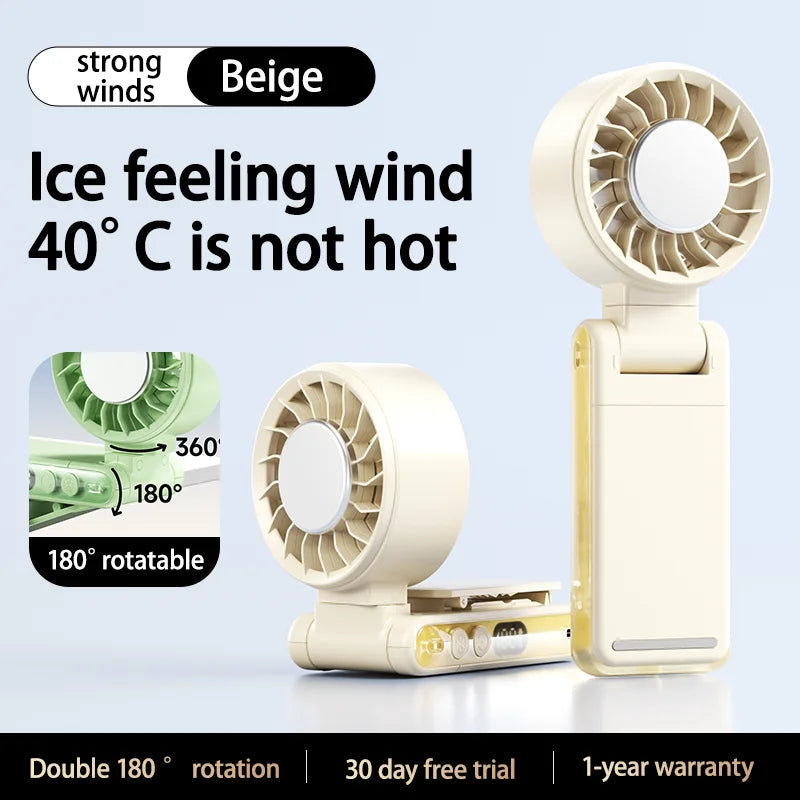 Umbrella Clip On Fan 4 in 1 Handheld Waist Hanging Fan 3000mAh Digital Display 5 Speed Portable Cooling Fan For Summer Oasis Select B