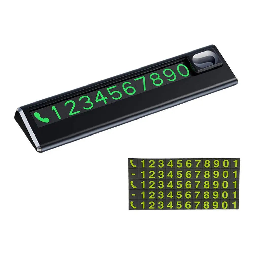 Luminous Temporary Parking Card – Sliding Cover Phone Number Plate