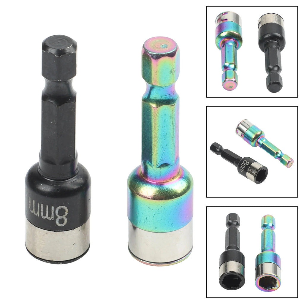 1/2pcs 8mm Hex Shank Impact- Socket Bits Power Nut Driver Drill Bits Chuck Adapter Driver Socket Wrench Tool Parts Oasis Select