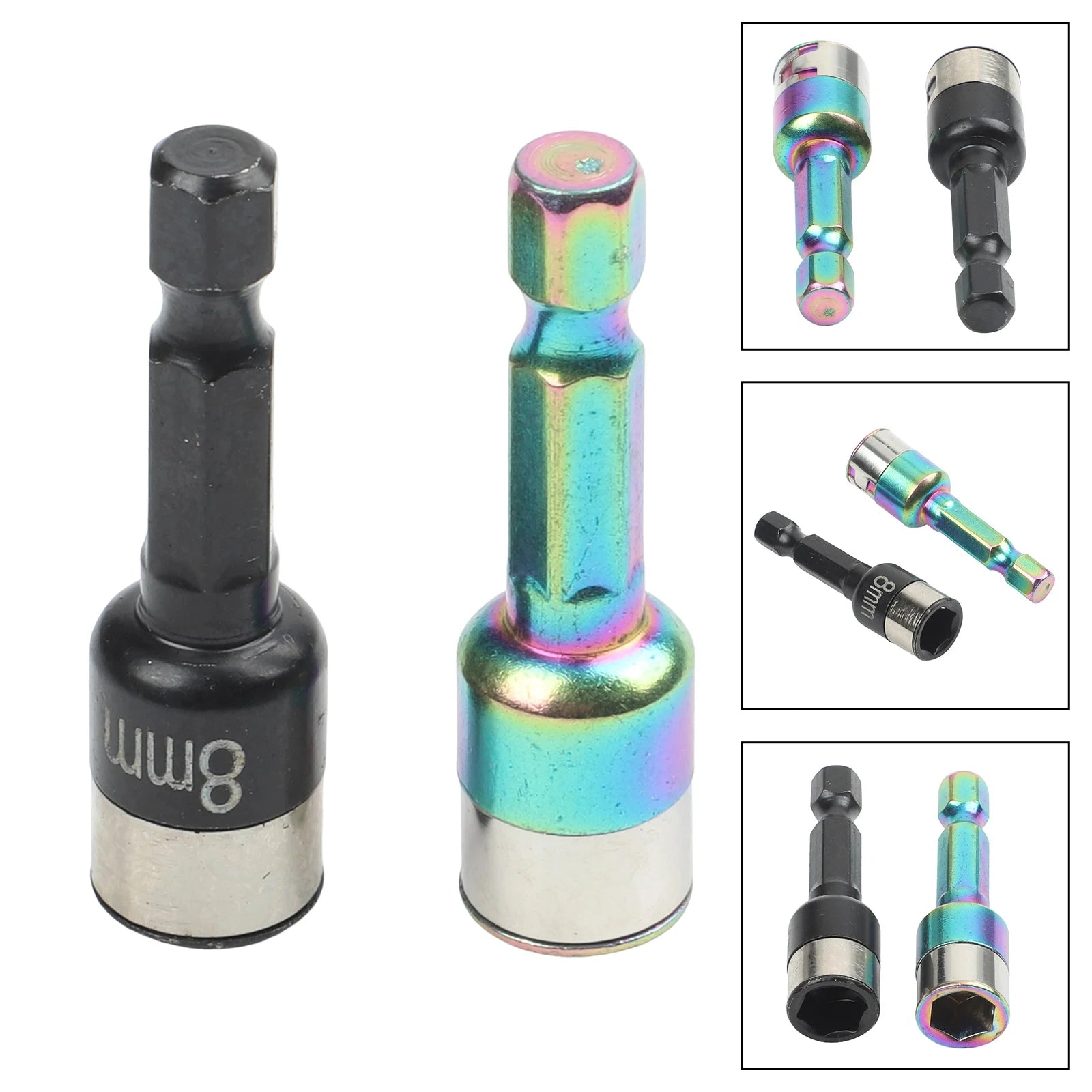 1/2pcs 8mm Hex Shank Impact- Socket Bits Power Nut Driver Drill Bits Chuck Adapter Driver Socket Wrench Tool Parts Oasis Select