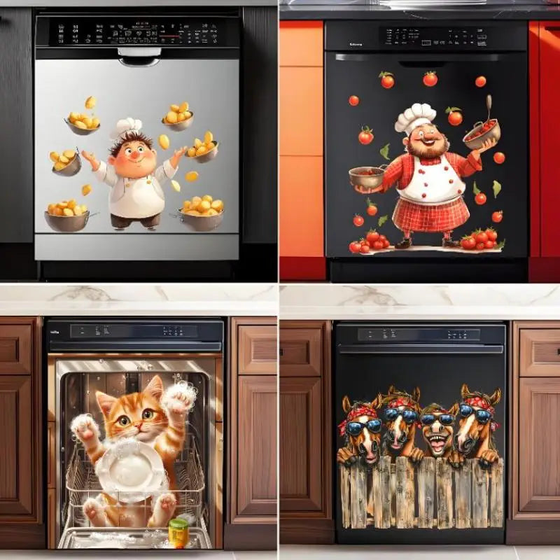 Chef Kitchen Stickers – Fun Removable PVC Appliance Decals