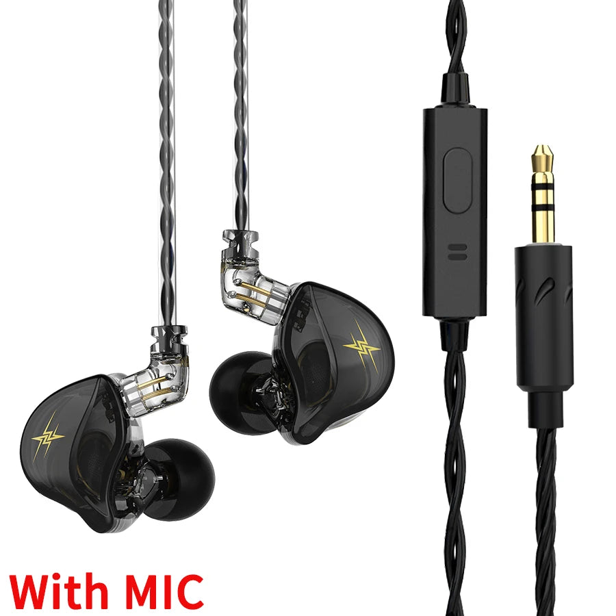 QKZ ZXT In Ear Wired Earphones Dynamic DJ Monitor IEM Earbuds HIFI Music Sport Headphone Noise Cancelling Bass Headset With Mic Oasis Select Black With MIC