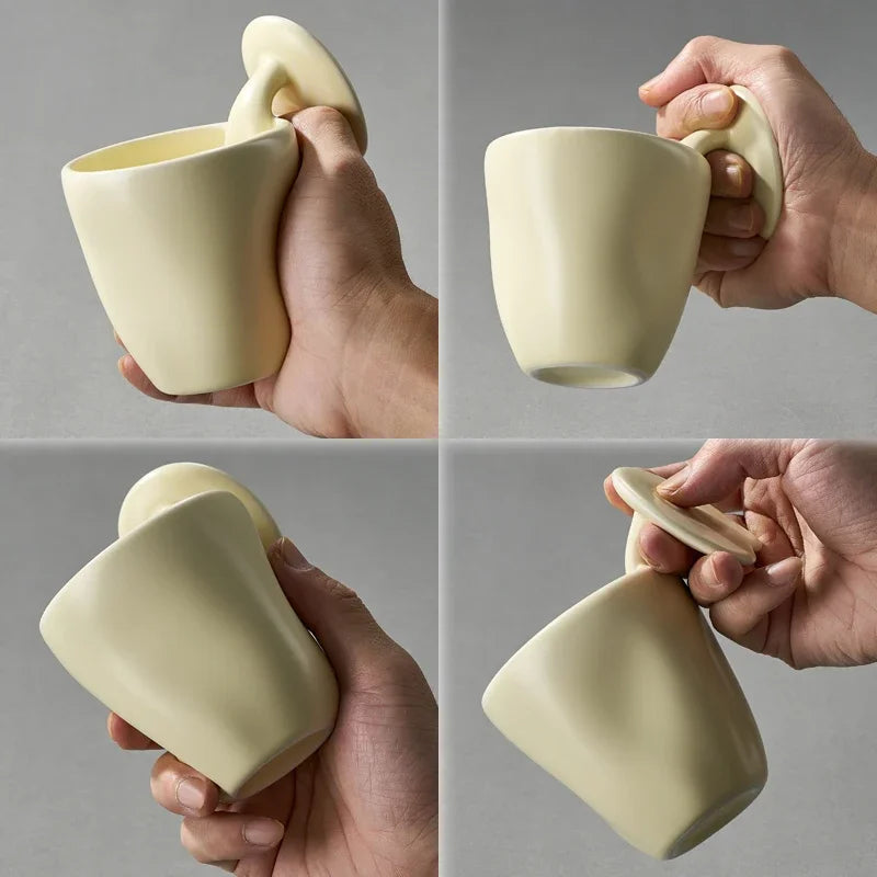 Creative High Temperature Ceramic Mug Upside Down Drying Cup Yellow Glaze Water Set Tea Set Coffee Restaurant Household Mug Oasis Select
