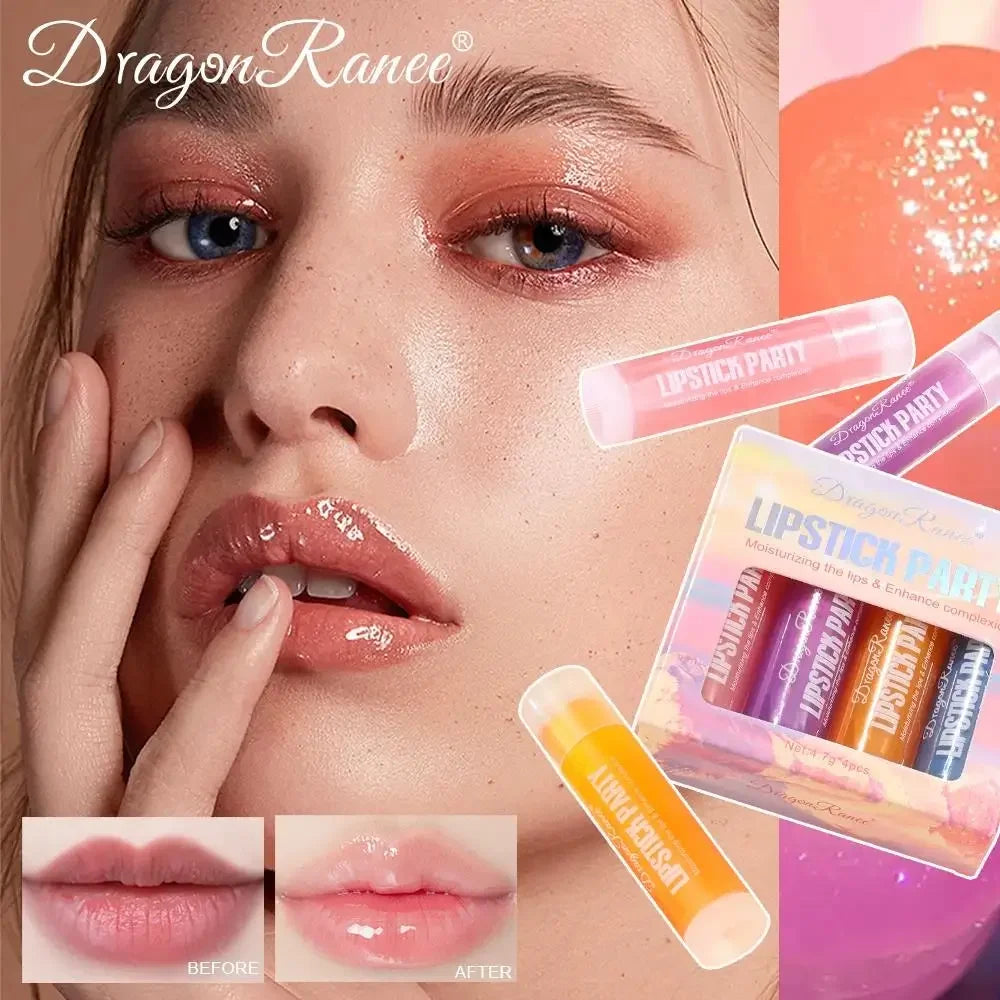 Mirror Gloss Lipstick Set 4Pcs Shimmering Plumping Hydrating Long Lasting Nourishing Lip Makeup Oasis Select