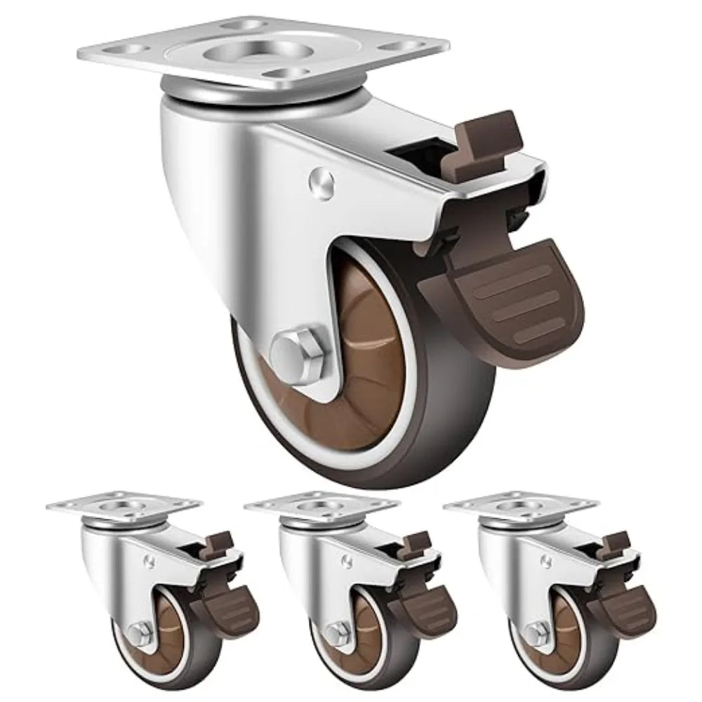 4pcs Universal Swivel Casters Heavy Duty Furniture Wheel Castor Silent Trolley Wheels for Table Chair Sofa with Safety Brake Oasis Select