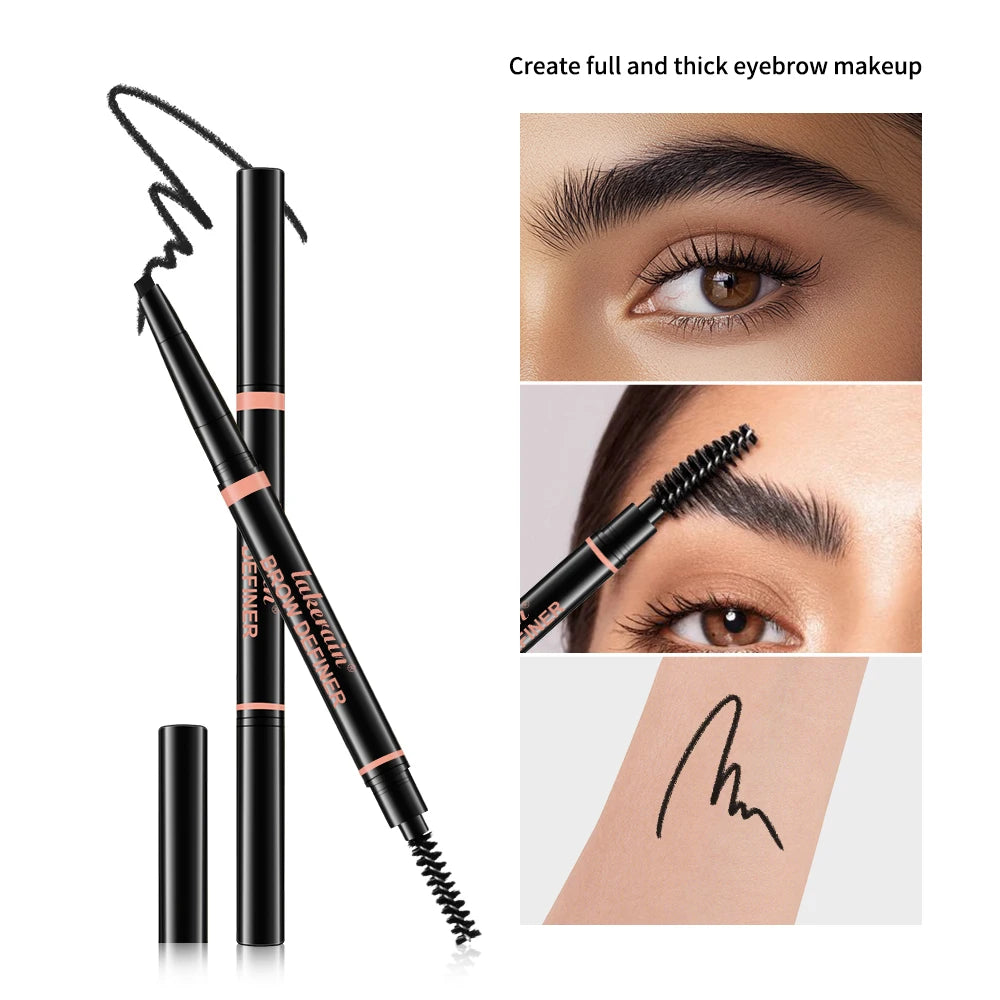 Waterproof 2 In 1 Eyebrow Pencil DoHead Long-lasting Brown triangular-shaped pen tip Eyebrow 3 Colors Brown Pen Makeup Oasis Select
