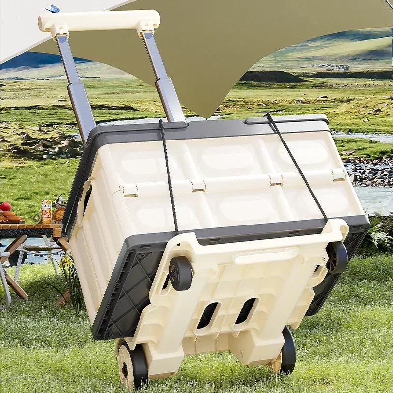 Folding cart Hand-pulled cart Home silent thickened warehouse Supermarket trailer Pull trolley Multifunctional storage cart Oasis Select