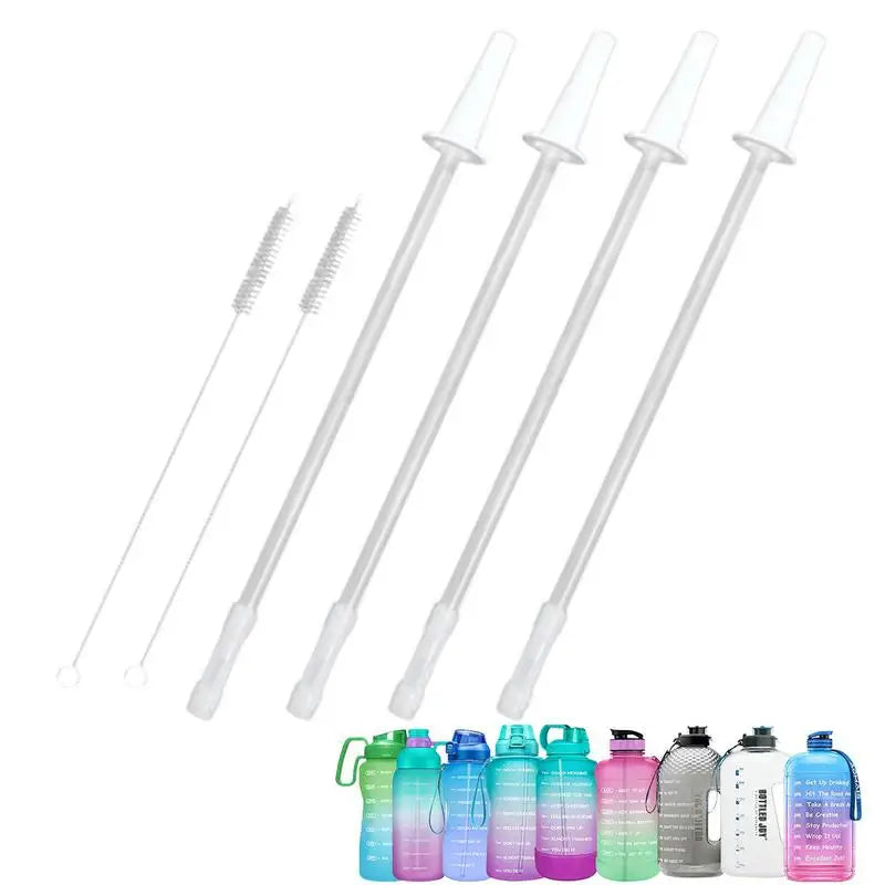 Water Bottle Straw Gallon Water Bottle Straw Replacement For 1/Half Gallon Water Bottle With 2 Cleaning Brushes 4 Cuttable Straw Oasis Select