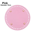 Material Crochet Bag With 52 holes DIY Bag Accessories for Knitted Bag PU leather Long Bag Bottom Oasis Select pink-Diameter 15CM
