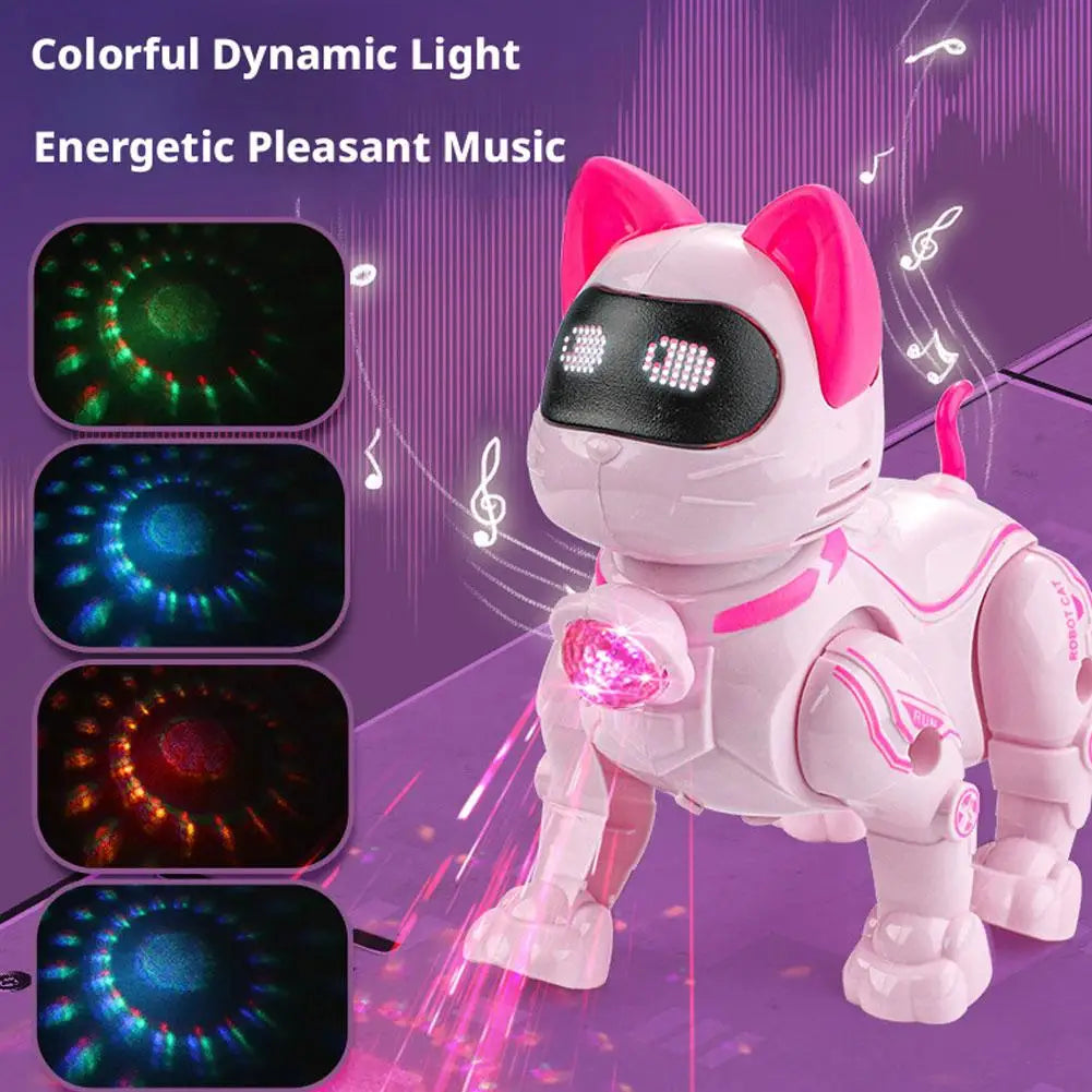 Electric Robot Cat Toy – Walking, Singing & Light-Up with Leash